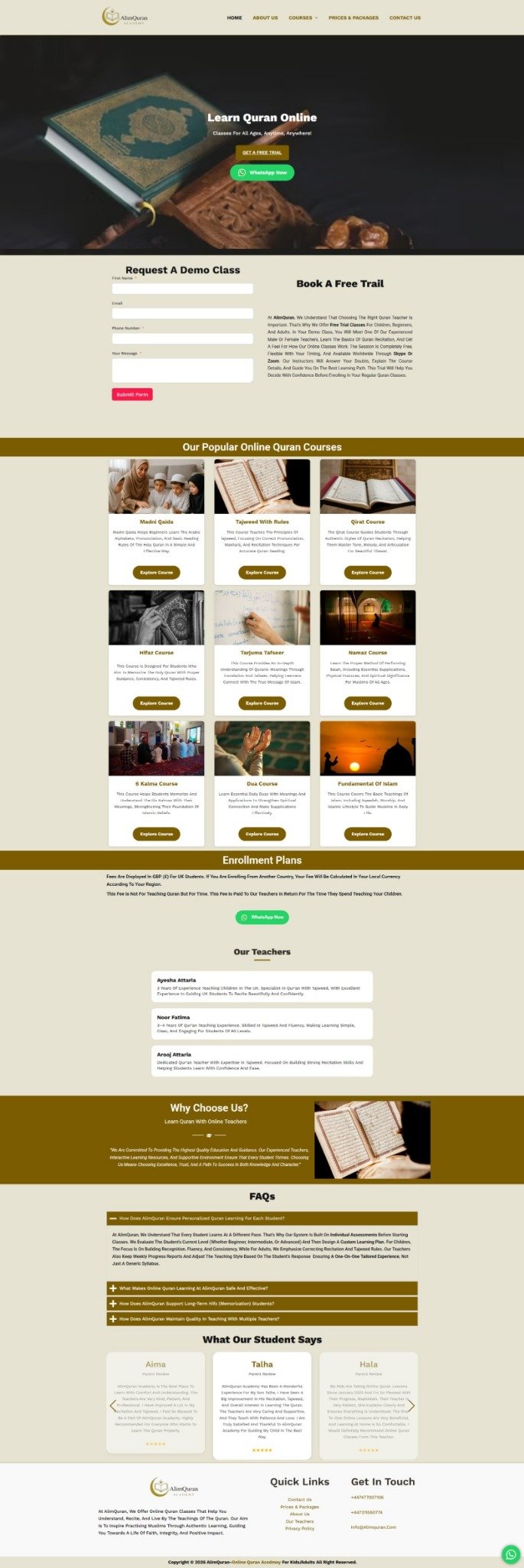 AlimQuran Online Academy project evidence